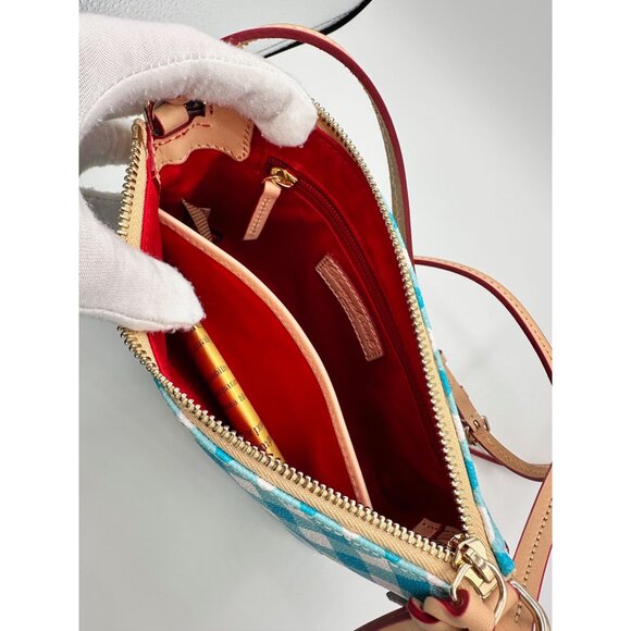 Dooney & Bourke Aqua Gingham and Vachetta Pouchette Crossbody Bag NWT *READ* - Picture 10 of 16